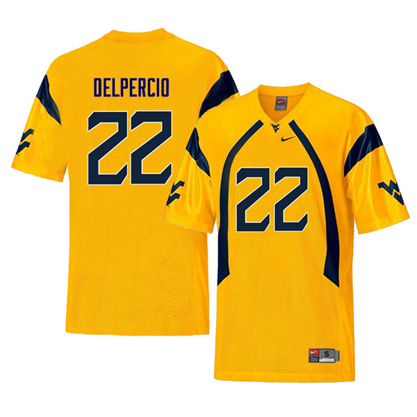 NCAA Men's Anthony Delpercio West Virginia Mountaineers Yellow #22 Nike Stitched Football College Throwback Authentic Jersey US23Y47YH